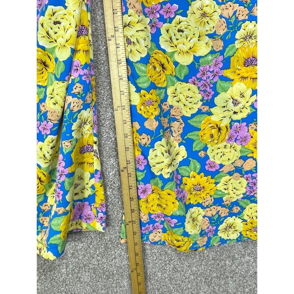 Lulus Floral Print Wide Leg Pants Womens L Blue Yellow Flowy Cottagecore Resort - Picture 8 of 9